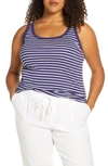 Caslonr Caslon Melody Ribbed Scoop Neck Tank In Navy- White Nina Stp