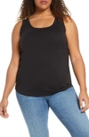 Caslonr Melody Ribbed Scoop Neck Tank In Black