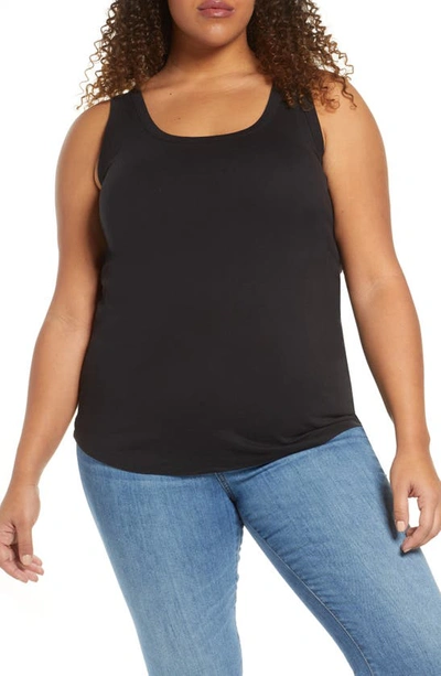 Caslonr Melody Ribbed Scoop Neck Tank In Black