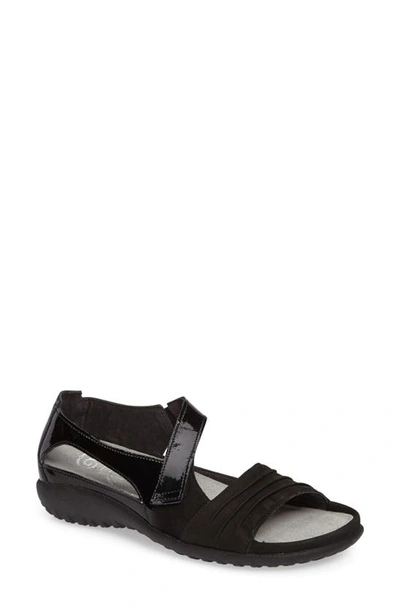 Naot 'papaki' Sandal In Black Patent Leather