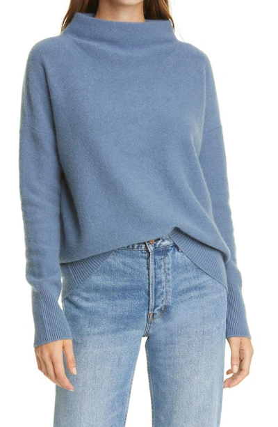 Vince Funnel Neck Boiled Cashmere Sweater In Blueberry
