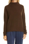 Vince Funnel Neck Boiled Cashmere Sweater In Heather Brown Stone