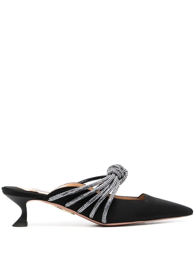 Aquazzura Celeste Crystal Strap Mule In Black