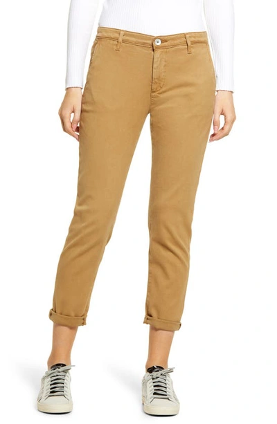 Ag Caden Crop Twill Trousers In Sulfur Shale Brown