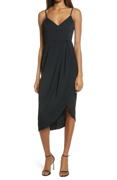 Lulus Reinette V-neck Midi Dress In Black