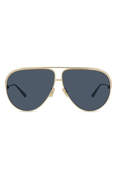 Dior 65mm Oversize Aviator Sunglasses In Gold/ Blue