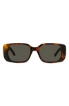 Dior 53mm Rectangular Sunglasses In Havana/ Grey