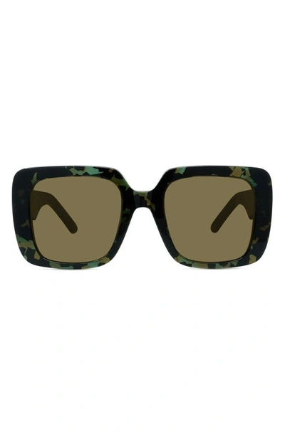 Dior 55mm Square Sunglasses In Green Havana/ Green