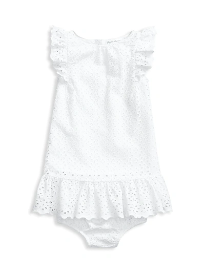 Ralph Lauren Baby Girl's 2-piece Eyelet Dress & Bloomers Set In White