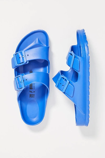 Birkenstock Arizona Double Buckle Slide Sandals In Ultra Blue