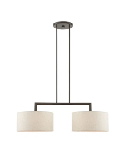 Livex Meridian 2 Lights Linear Chandelier In Brown