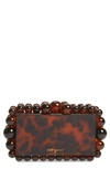 Cult Gaia Eos Beaded Acrylic Box Clutch In Tortoise