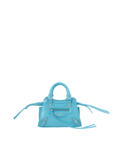 Balenciaga Neo Classic City Nano Handbag In Light Blue