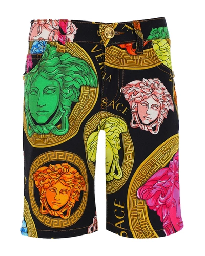 Versace Kids' Little Boy's & Boy's Medusa Amplified Multicolor Denim Gabardine Shorts