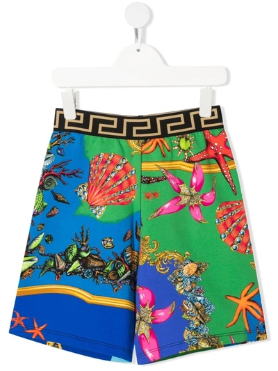 Versace Teen Trésor De La Mer Print Shorts In Multicoloured