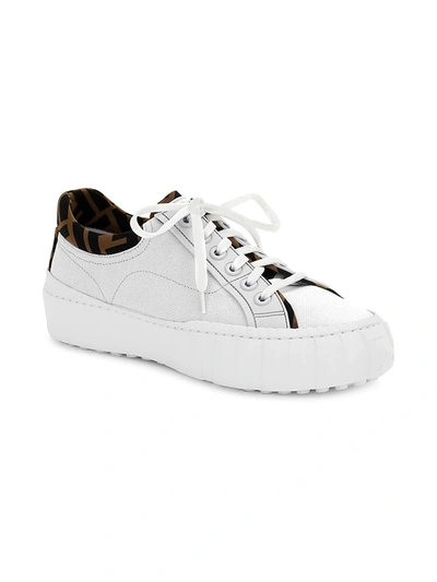 Fendi Force Canvas Sneakers In White