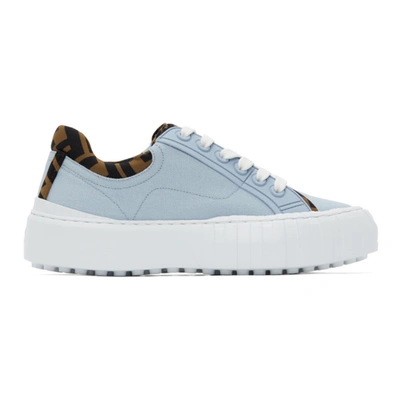 Fendi Ff Motif Lace-up Sneakers In Blue