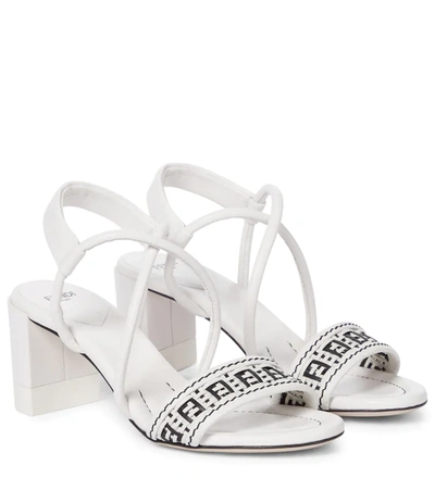 Fendi Bicolor Woven Crisscross Leather Sandals In White