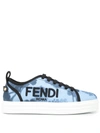 Fendi Embroidered Tie-dye Canvas Platform Sneakers In Blue