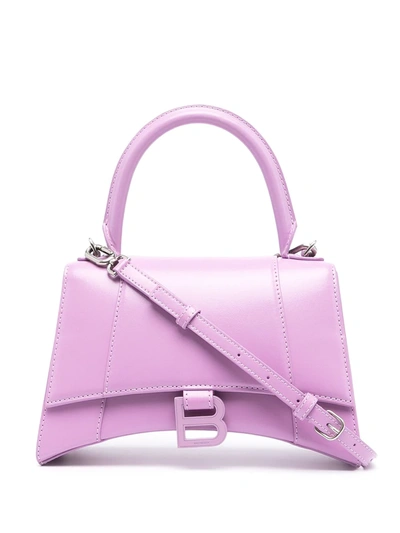 Balenciaga Hourglass Leather Top Handle Bag In Pink