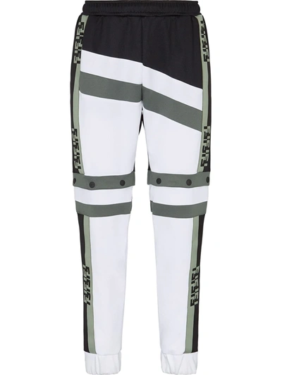 Fendi Ff-ribbon Panelled Track Pants In Black,white,green