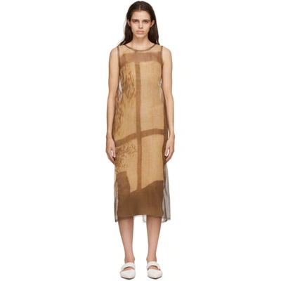 Fendi Sunset Shade Byssus Column Dress In Brown