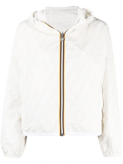 Fendi Reversible K-way Logo-print Water-repellant Hooded Jacket In White