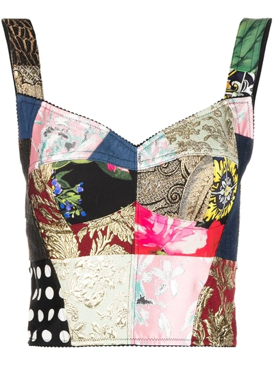 Dolce & Gabbana Patchwork Bustier Top In Multicolour