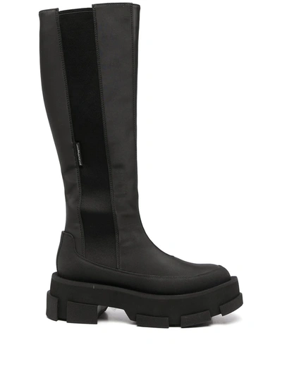 Both 'gao' Knee High Platform Leather Boots In Black