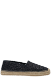 Dolce & Gabbana Woven Raffia Sole Espadrilles In Black