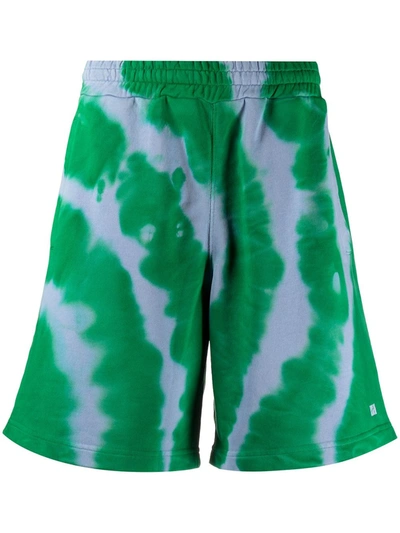 Msgm Tie Dye Cotton Jersey Shorts In Green