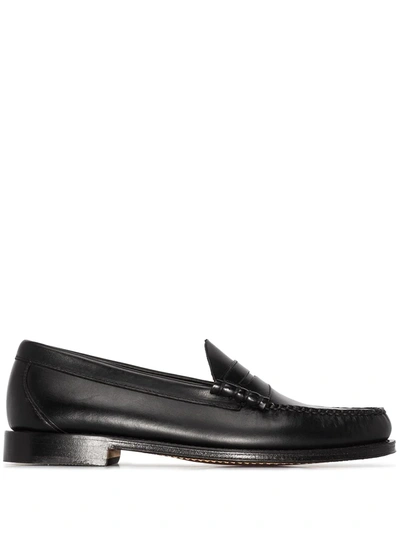 G.h. Bass & Co. Black Weejuns Heritage Larson Leather Loafers In Schwarz