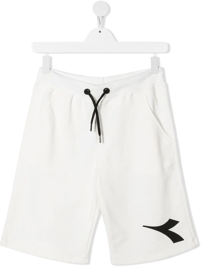 Diadora Junior Kids' Logo-print Jersey Shorts In White