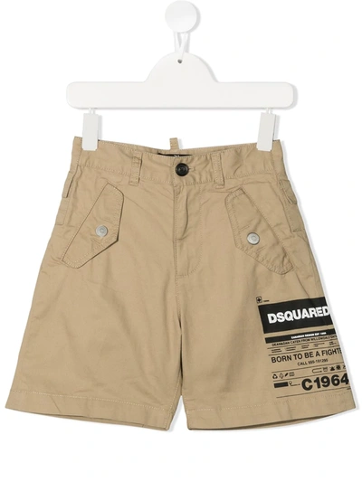 Dsquared2 Kids' Logo-print Smart Shorts In Neutrals