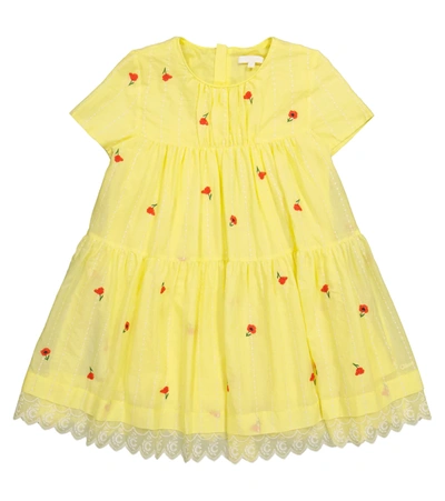 Chloé Kids' Yellow Dress For Girl With Roses