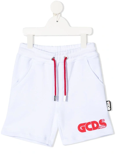 Gcds Kids' Neon Logo Bermuda Shorts In White