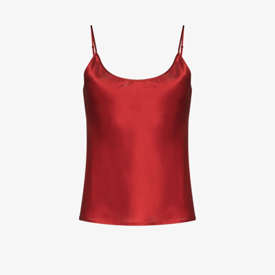 La Perla Scoop-neck Silk-charmeuse Cami Top In Rot