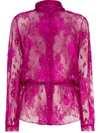 Balenciaga Lavalliere Pussy-bow Stretch-lace Blouse In Pink&purple