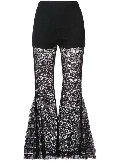 Givenchy Lace Detail Flared Trousers In Black
