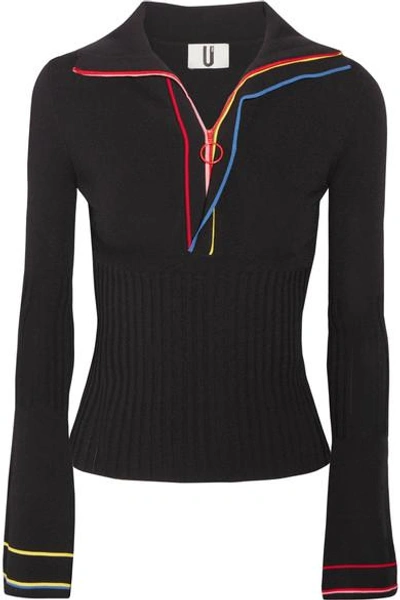 Topshop Unique Striped Stretch-knit Top