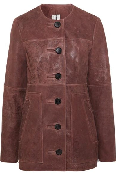 Topshop Unique Cracked-leather Jacket