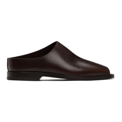 Lemaire Square Toe Leather Loafers In Brown