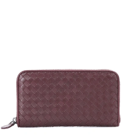Bottega Veneta Leather Intrecciato Zip-around Wallet In Brown