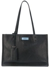 Prada Small Glace Calf Etiquette Shopper In Black