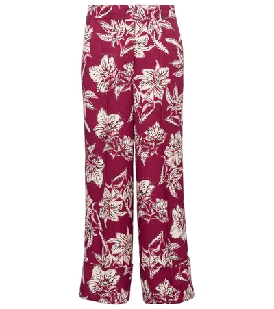 Dorothee Schumacher Structured Florals Cropped Wide-leg Trousers In Print