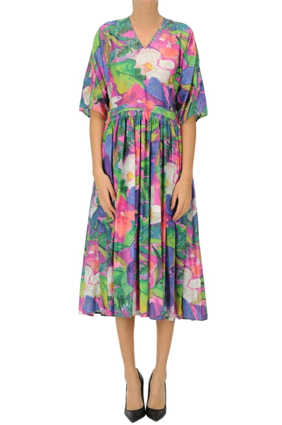 Sofie D'hoore Flower Print Cotton Dress In Multicoloured