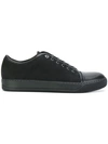 Lanvin Low-top Grained And Smooth-leather Trainers In Black