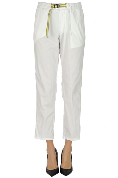 White Sand Cotton Trousers In Beige