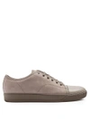 Lanvin Low-top Grained And Smooth-leather Trainers In Grey