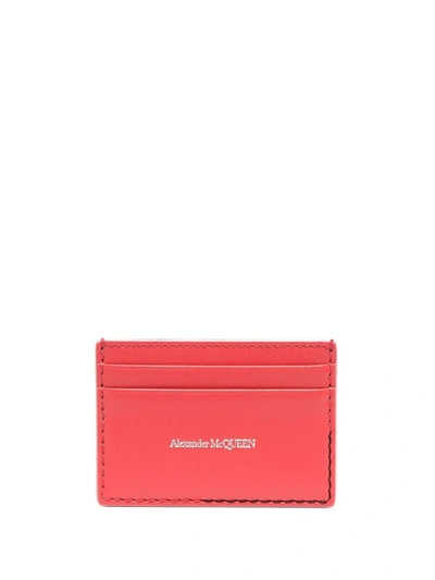 Alexander Mcqueen Logo-print Leather Cardholder In Pink